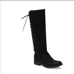 Sofft Sharnell II Black Suede Waterproof Rear Lace Up Boots Size 9.5